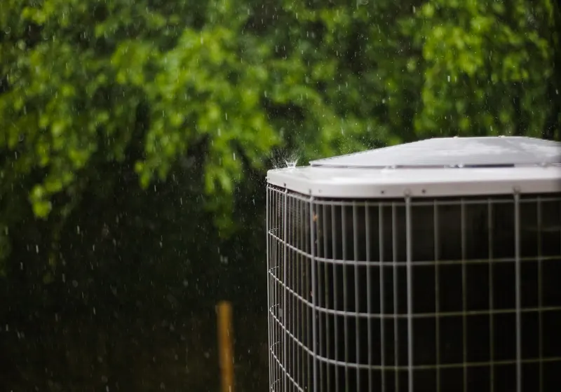 Technician working on an air conditioner